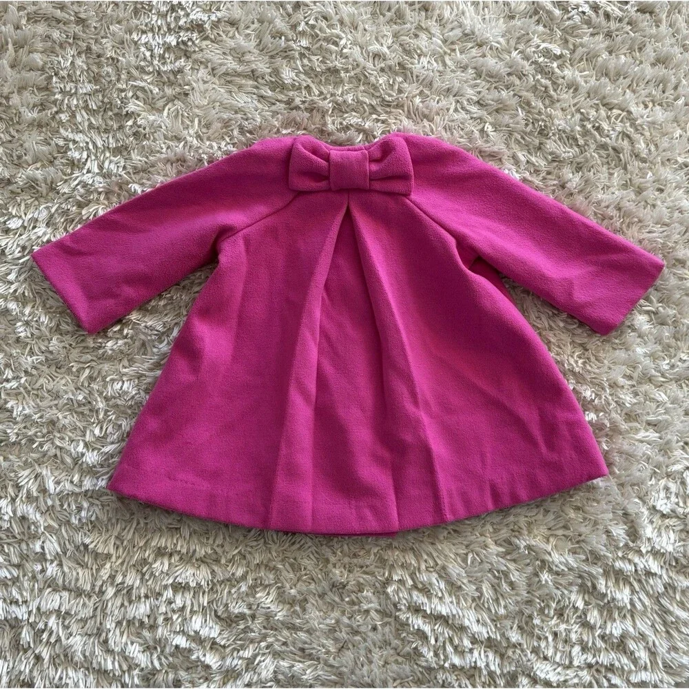 Baby Gap Pink Pea Coat Infant Size 6-12 Months Button Front Jacket Bow Holiday